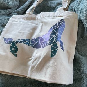 Geometric whale reusable tote bag